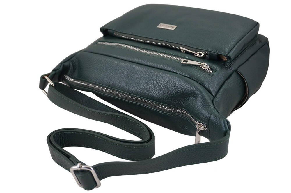 Torebka ze skóry licowej damska Barberini's 991-42 listonoszka średnia ciemnozielona - cecha produktu