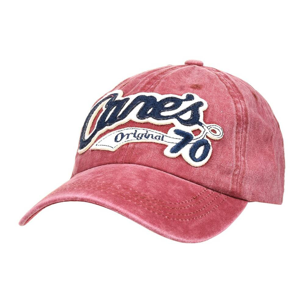 Czerwona czapka Jordan Kerr CZ-M-41, sprana tkanina z granatową naszywką Cane's Original 70