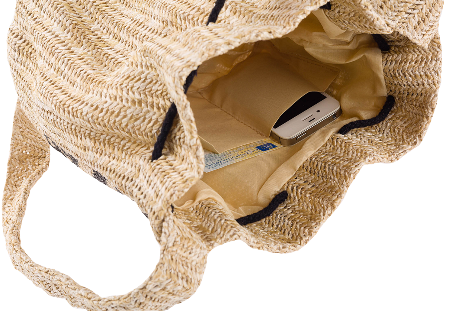 Wnętrze beżowo-niebieskiej torebki 4U Cavaldi BAG-LB-06 z kieszonkami