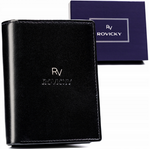 Skórzany czarny portfel męski pionowy RFID - Rovicky RV-7680056-9-BCA