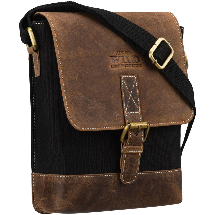 Listonoszka ze skóry naturalnej męska Always Wild AW-MN9-MHC crossbody czarno-brązowa - cecha produktu