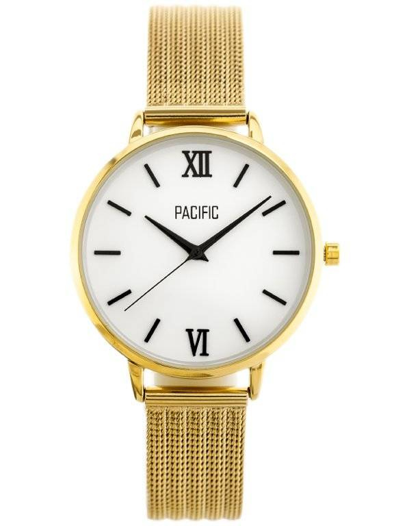 Złoty zegarek damski Pacific X6172 - zegarek z przodu na białym tle