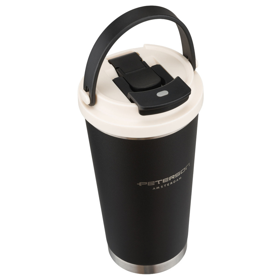 Kubek termiczny ze stali nierdzewnej unisex Peterson KT-03 560 ml z uchwytem czarny - cecha produktu