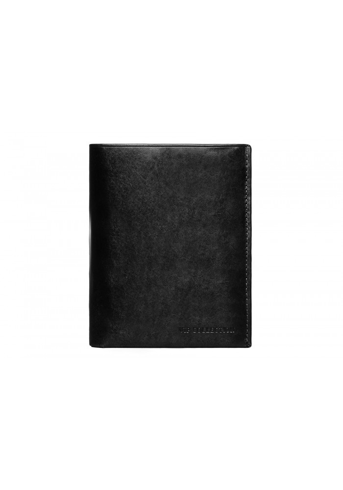 Czarny portfel męski Vip Collection Milano II 132 w pionowym formacie, z tłoczonym logo marki