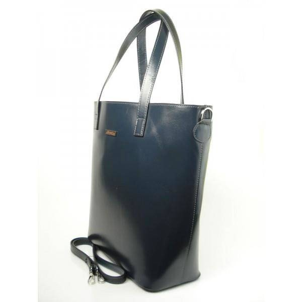 Torba skórzana damska laBOMBA VIP Collezione shopper bag SB4050G A4 szara - skóra naturalna i dopracowane detale