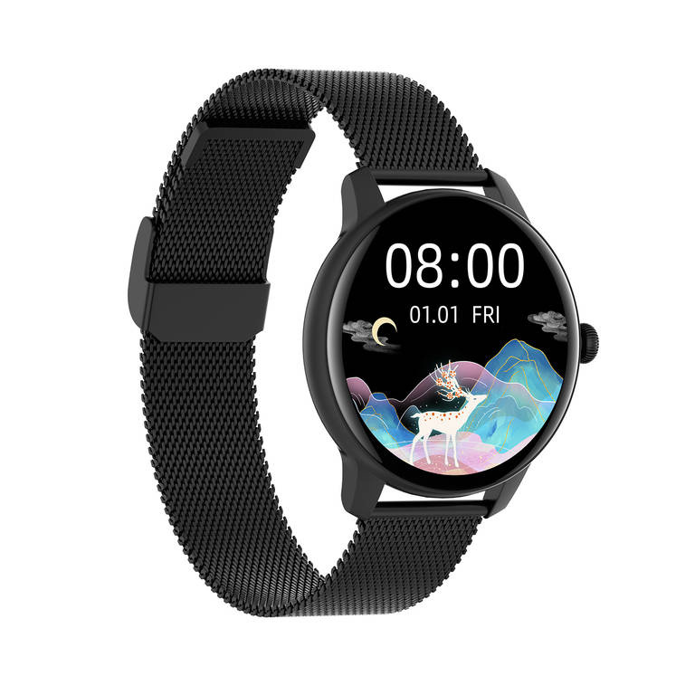 Czarny smartwatch damski G. Rossi SW020-2 - smartwatch pod kątem z cyfrową tarczą
