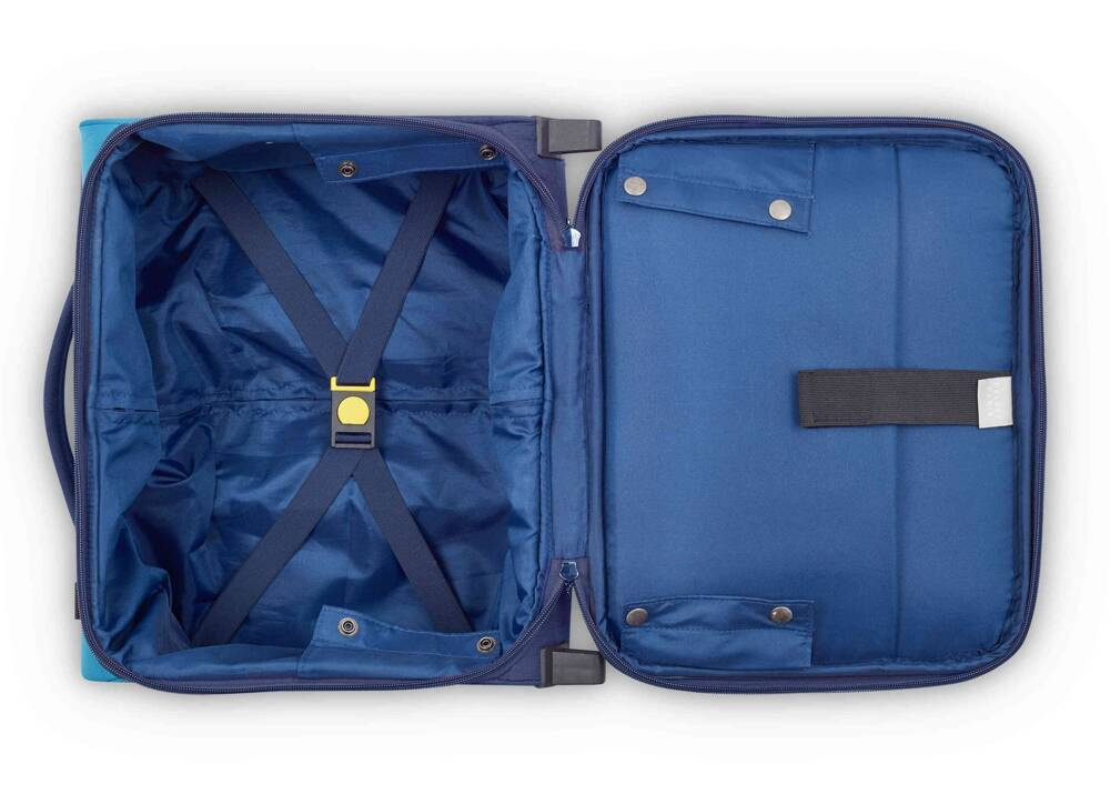 Walizka podróżna materiałowa unisex Delsey Brochant 3 pilotka mała niebieska - ergonomiczna konstrukcja
