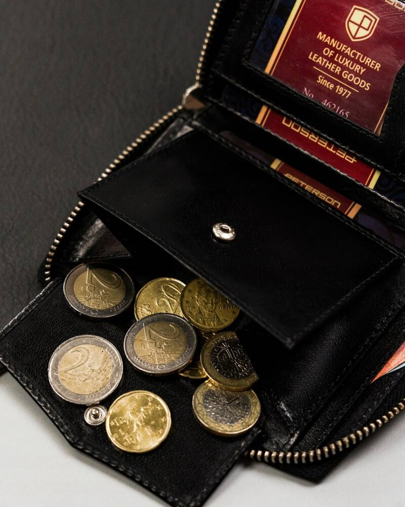 Kieszeń na monety w czarnym portfelu Peterson 340-PR
