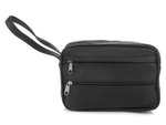 Skórzana saszetka męska do ręki czarna - Krateczka R04black