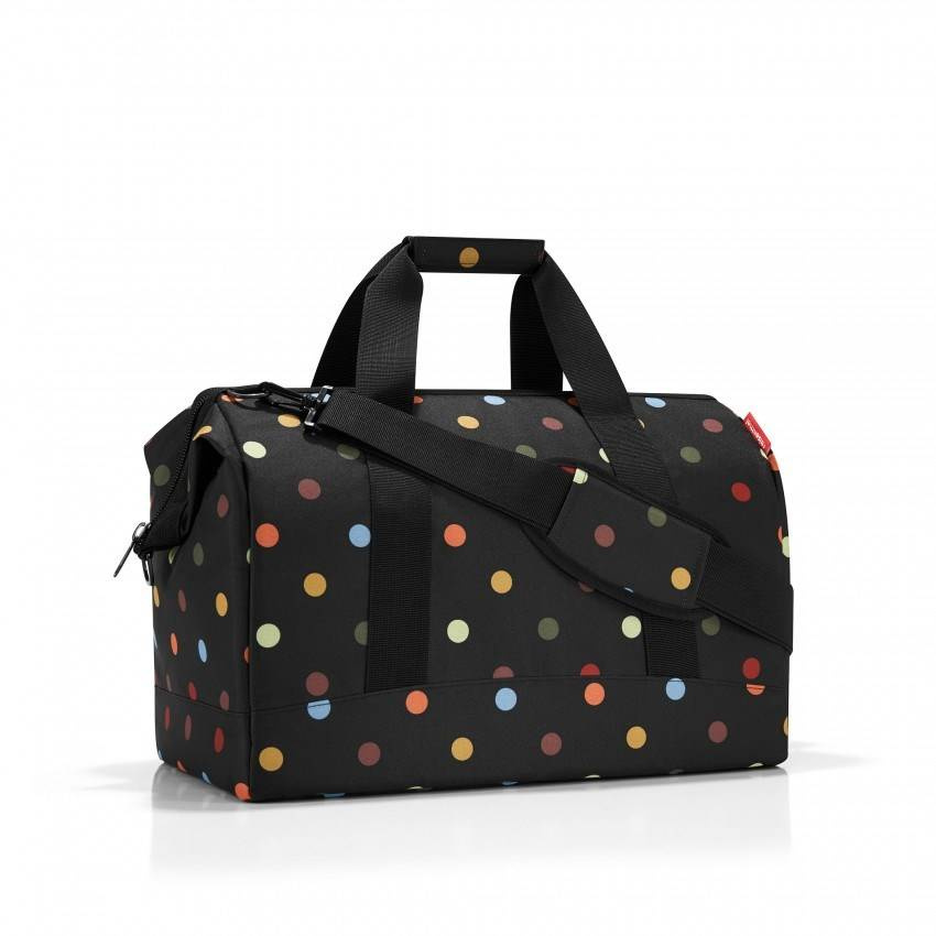 Torba z poliestru unisex Reisenthel RMT7009 L podróżna A4 czarna w kropki - widok ogólny produktu