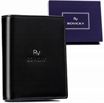Czarny portfel męski skórzany pionowy RFID - Rovicky RV-7680277-BCA