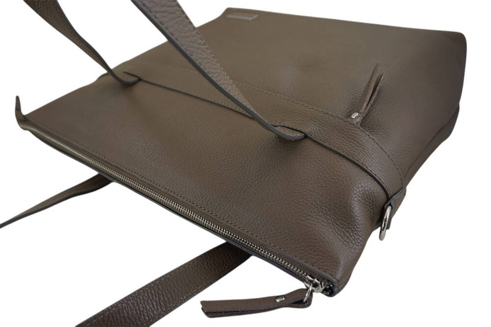 Torebka ze skóry naturalnej damska Barberini's 996-9 shopper bag A4 ciemnobeżowa - cecha produktu