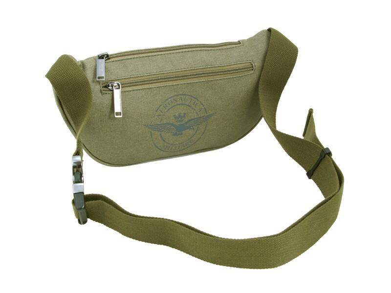 Nerka męska saszetka biodrowa zielona - Aeronautica Militare AM - AM - 541 KA - prezentacja kieszeni