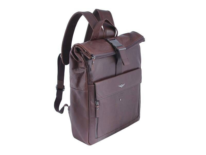 Plecak skórzany męski Aeronautica Militare Vintage AM-357 rolltop A4 brązowy - cecha produktu