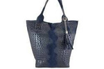 Torebka skórzana damska Barberinis 375/7-4 shopper worek croco A4 granatowa