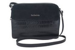 Skórzana listonoszka damska na ramię czarna crossbody croco - Barberini's 885/1-1