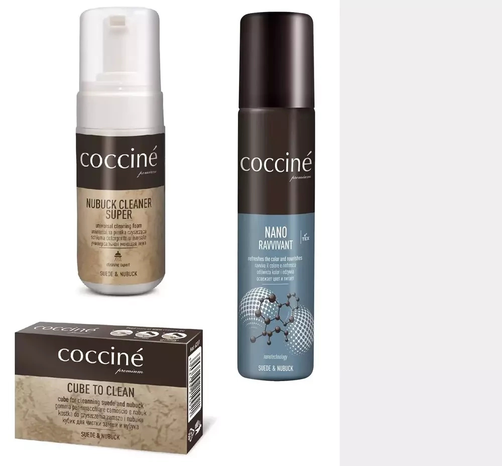 Zestaw do zamszu i nubuku Coccine - zestaw: pianka Nubuck Cleaner Super, spray Nano Ravvivant