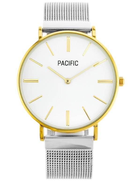 Złoto-srebrny zegarek damski Pacific X6169 - zegarek z przodu na białym tle
