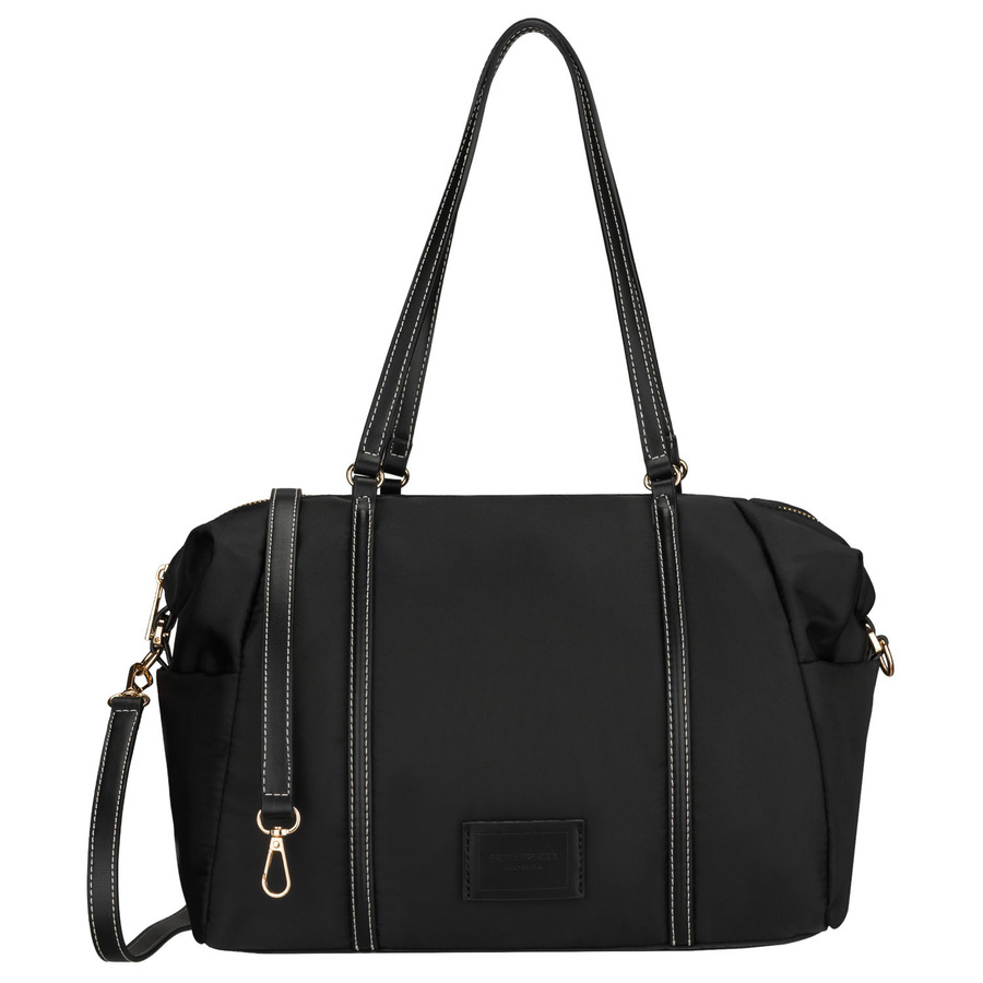 Torebka z poliestru damska Peterson JK6-04 listonoszka crossbody średnia czarna - wnętrze i kieszenie