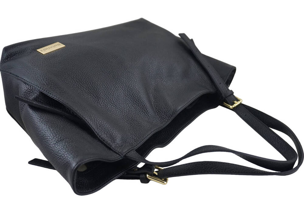 Torebka ze skóry licowej damska Barberini's 987-1 shopper A4 czarna - cecha produktu