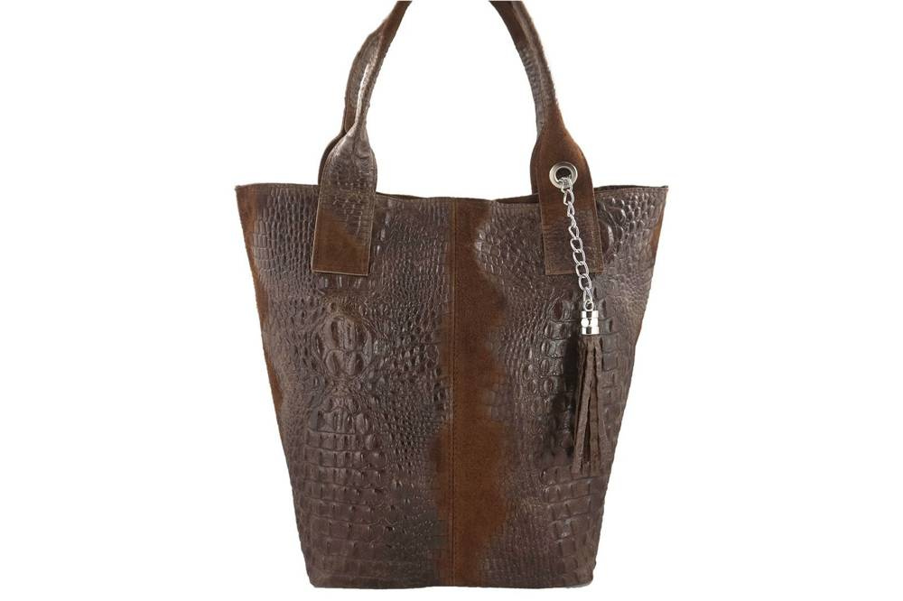 Torebka zamszowa damska Barberini's 375/7-6 shopper bag A4 brązowa - cecha produktu