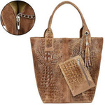 Torebka damska shopper skórzana Vera Pelle L94 taupe