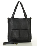 Skórzana torebka damska shopper bag czarny A4 - MARCO MAZZINI v234a