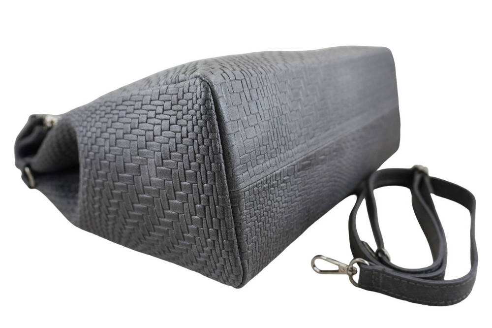 Torebka ze skóry licowej damska Barberini's 950-28 shopper kuferek croco A4 ciemnoszara - cecha produktu