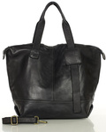 Duża torba damska czarna skórzany shopper bag A4 Marco Mazzini v254a