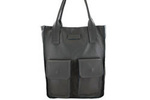 Torebka ze skóry licowej damska Barberini's 952-28 shopper bag A4 ciemnoszara