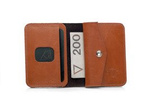 Skórzany portfel z bilonówką slim wallet jasnobrązowy - SOLIER SW16