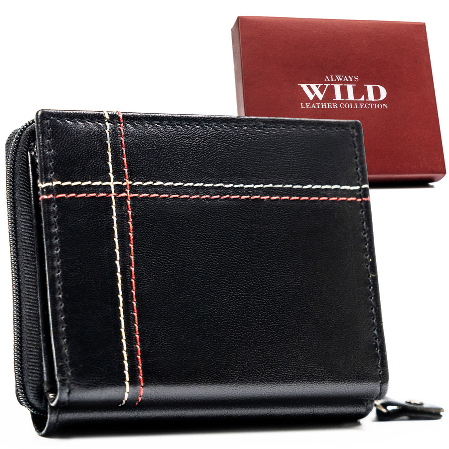 Czarny portfel Always Wild N014-VTK-D na zamek