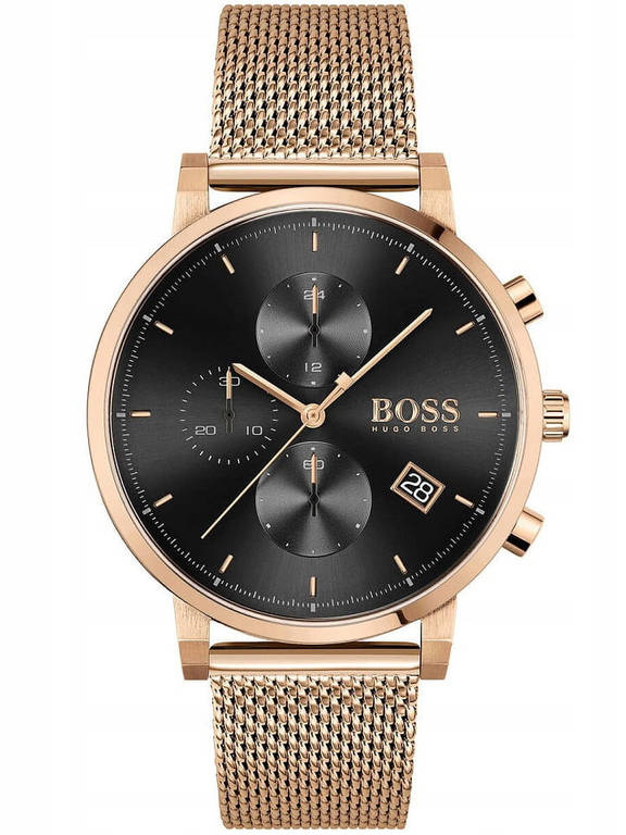 Zegarek męski Hugo Boss 1513808 w kolorze różowego złota - zegarek z przodu na białym tle