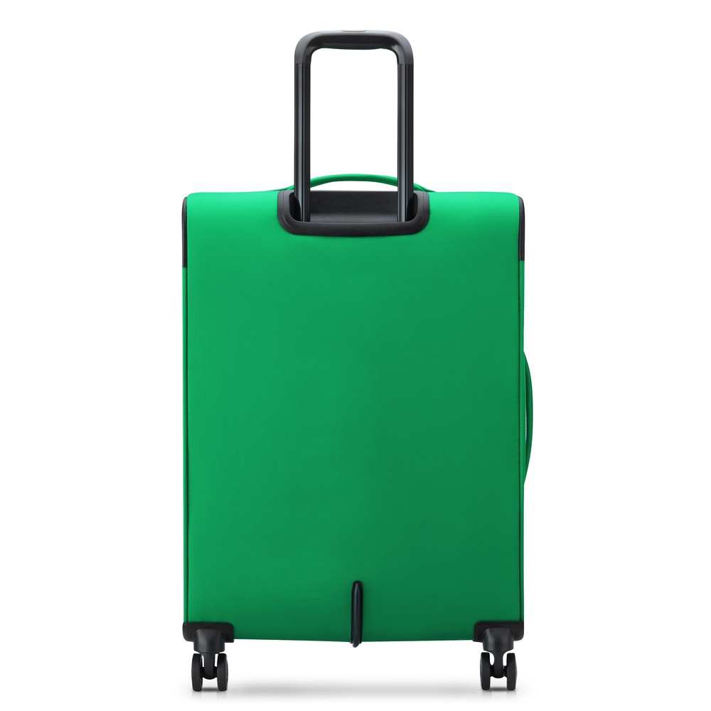 Walizka z materiału unisex Delsey Benetton Color Block średnia na 4 kółkach zielona - ergonomiczna rączka i kółka obrotowe