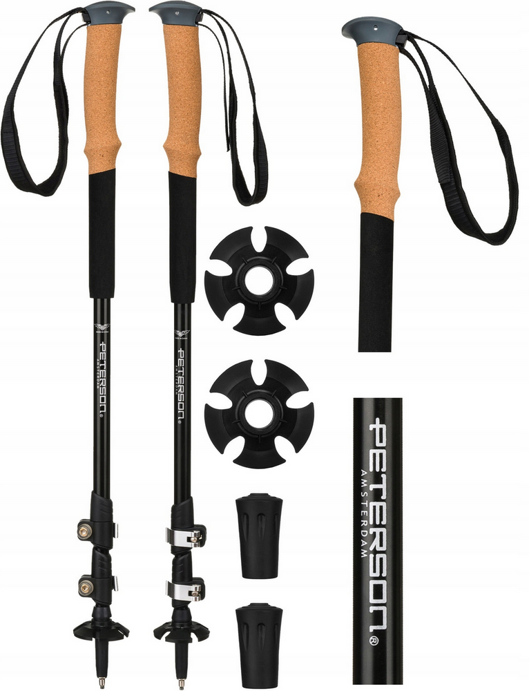 Czarne kijki trekkingowe Peterson KNW-02