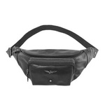 Skórzana saszetka męska nerka biodrowa czarna vintage - Aeronautica Militare AM-351 NE