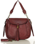 Skórzana torebka damska na ramię saddle bag bordowa - Marco Mazzini v67g