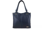Torebka ze skóry licowej damska Barberini's 982-4 shopper A4 granatowa