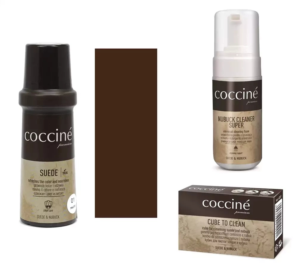 Zestaw do zamszu i nubuku Coccine ciemnobrązowy - zestaw: renowator Suede, pianka Nubuck Cleaner Super