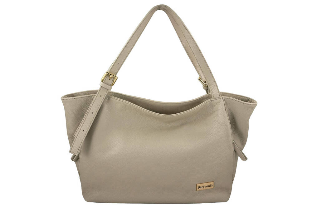 Torebka ze skóry licowej damska Barberini's 987-10 shopper A4 jasnobeżowa - cecha produktu