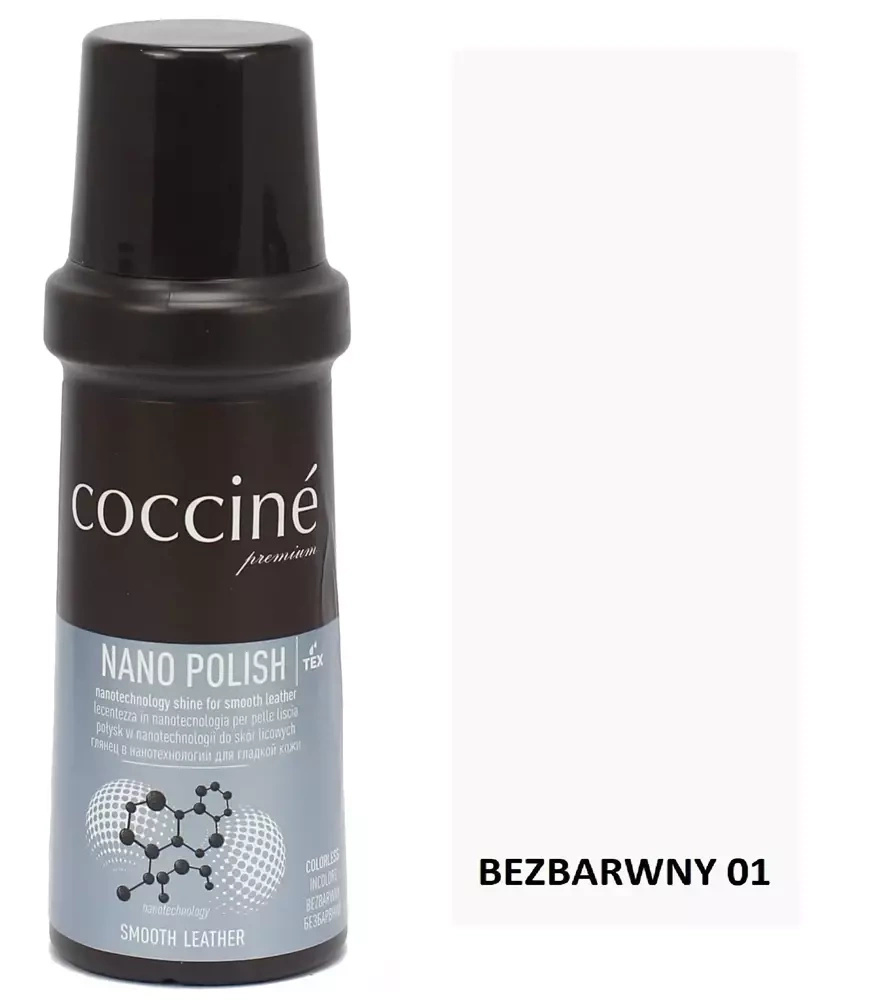 Pasta w płynie do skóry gładkiej Coccine bezbarwna - butelka Nano Polish z przodu z próbnikiem Bezbarwny 01