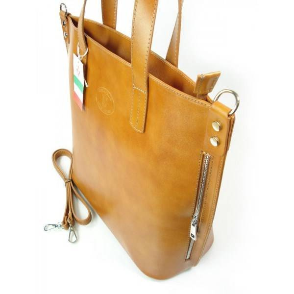 Torebka skórzana damska Vera Pelle SB546C shopper bag A4 camel - cecha produktu
