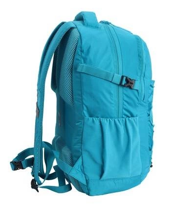 Niebieski plecak na co dzień Discovery Outdoor 612 z boku, z szelką, paskiem kompresyjnym i kieszenią boczną