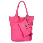 Torebka damska shopper zamszowa Vera Pelle L82 fuksja