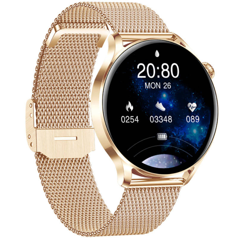 Smartwatch damski Rubicon RNCE81 w kolorze różowego złota - pod kątem z drugiej strony