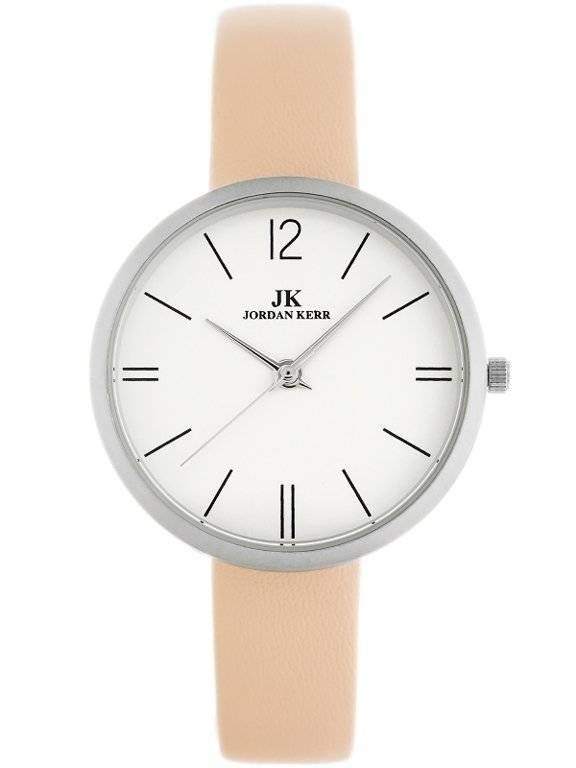 Srebrno-różowy zegarek damski Jordan Kerr C3350ALX - zegarek z przodu na białym tle