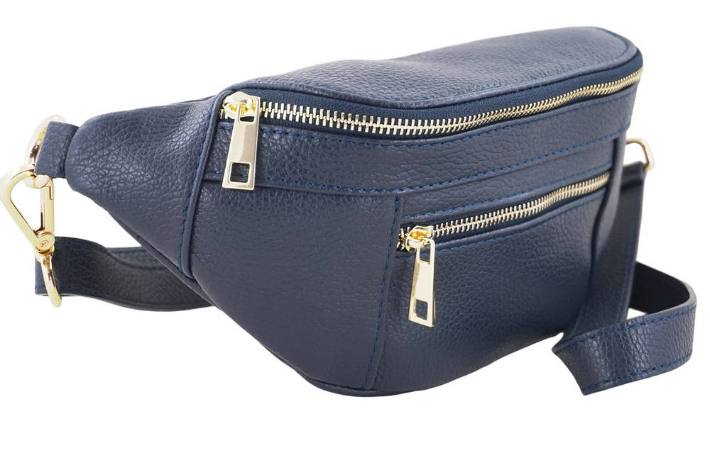 Torebka z licowej skóry damska Barberini's 935/1-4 nerka saszetka crossbody granatowa - cecha produktu