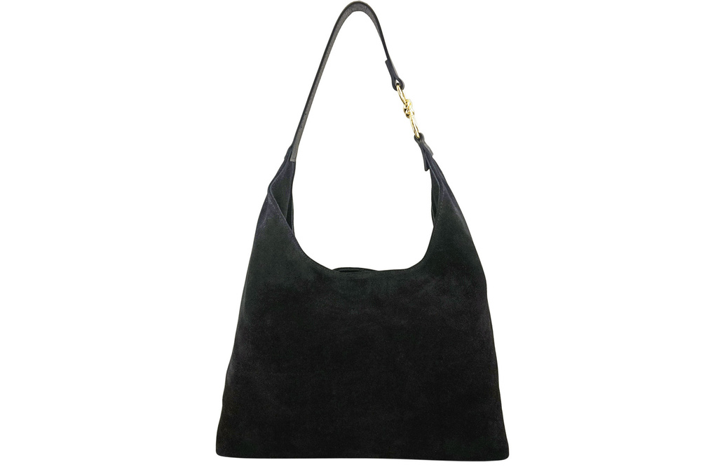 Torebka zamszowa damska Barberini's 1031/1-1 worek hobo mała czarna - widok z boku