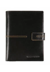 Skórzany portfel męski czarny z zapięciem na dokumenty Vip Collection London2 59 BL