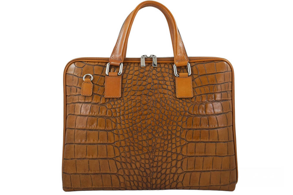 Torba ze skóry naturalnej damska Barberini's 118/1-12 na laptopa A4 croco camel - cecha produktu